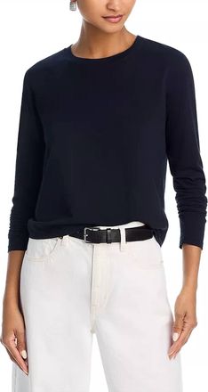 Frame Denim Long Sleeve Baby Round Neck Top In Black