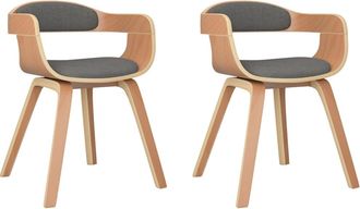 vidaXL Vidaxl - Silla De Comedor 2 Uds Madera Curvada Y Tela Gris Claro