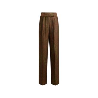 Etro Paisley Jacquard Trousers - female - Etro - Wide Trousers - Green - XS - Trousers