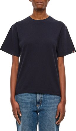 Extreme Cashmere Cashmere Cotton Blend Crewneck T-Shirt with Multicolor Stripe Detail