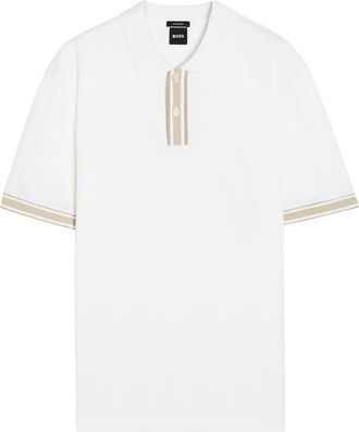 BOSS Boss Striped-trim Cotton Polo Shirt - White - Xxl