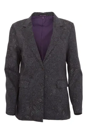 Lords of Harlech Jane Stretch Tencel Tailored Blazer in Montgat Paisley Black at Nordstrom, Size 10