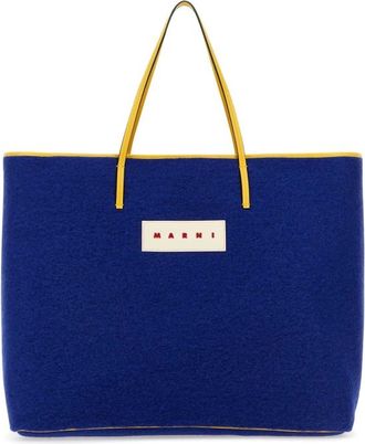 Marni Blue Felt Medium Janus Shopping Bag