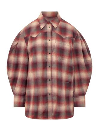 Ganni Red Oversized Check Shirt