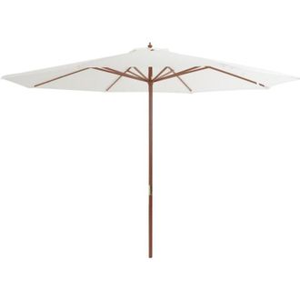 vidaXL Sombrilla De Exterior Con Palo De Madera Blanco Arena 350 Cm Vidaxl