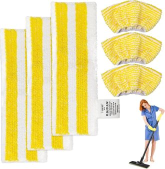 OEM Juego De 6 Pa&ntilde;os De Microfibra De Repuesto, Compatibles Con Las Limpiadoras A Vapor K&auml;rcher Easyfix Sc 2, Sc 3, Sc 4 Y Sc 5 (3 Boquillas Para Suelos +