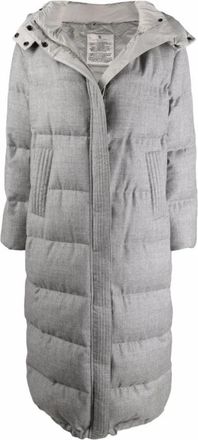 Brunello Cucinelli Lange Pufferjas - Dames - Parka Jassen - Grijs - S - Wol - Jassen