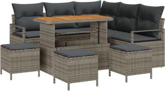 vidaXL Vidaxl - Garden Sofa Set with Cushion 9 pcs Grey Poly rattan