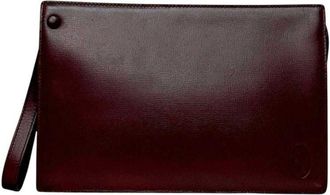 Cartier Bordeaux Wine Red Leather Clutch Bag (Pre-Owned)