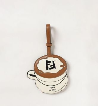 Fendi Portachiavi in pelle di vitello e cotone spalmato con monogramma FF