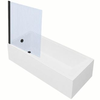 Vitra Ba&ntilde;era Rectangular Vitra Neon De 170x75cm + Mampara De Ba&ntilde;o Aurys Raywall Izquierda, Negro Mate, Perfil Izquierdo + Desag&uuml;e Negro Mate
