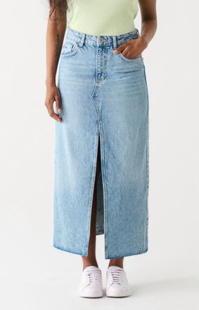 Dex Clothing Womens Maxi Denim Skirt In Medium Blue Wash