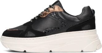 Omoda Zwarte leren lage sneakers - Dames - Sneakers - Zwart - 42 EU - Leer - Schoenen