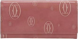 Cartier Pre-owned Patent Leather Bifold Portemonnee Roze - Dames - Vintage Accessoires - Roze - ONE Size - Leer - Vintage