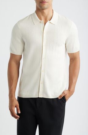 Reigning Champ Piazza Rib Cotton & Linen Full Button Cardigan in Ivory at Nordstrom, Size Xx-Large
