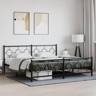 vidaXL Estructura Cama Sin Colch&oacute;n Con Estribo Metal Negro 193x203 Cm Vidaxl