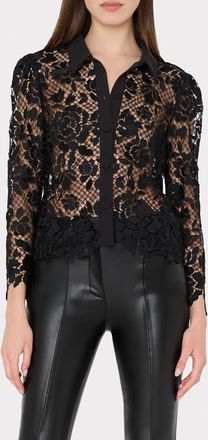 Milly June Rose Mosaic Shirt in Black at Nordstrom, Size Petite P