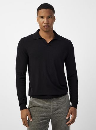 Le 31 Mens Johnny collar minimalist sweater