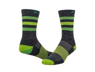 Wigwam Super Stripe Mid-Crew Quarter Length Socks Shoes Charcoal : MD (US Mens Shoe 5-9.5 - Womens Shoe 6-10), Merino/Mesh/Nylon