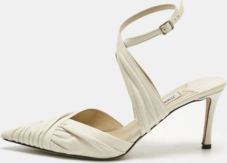 Jimmy Choo London Cream Leather Basil 75 Pumps