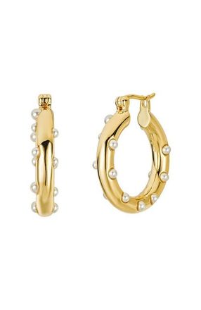 Untamed Petals Paris Pearl Hoops in Gold at Nordstrom