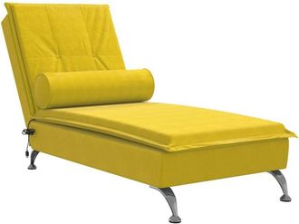 vidaXL vidaXL Chaise Longue Massaggi con Cuscino a Rullo Giallo in Velluto