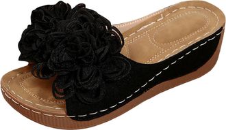 Generic Thick Soled Wedge Heeled Womens Slippers Fashionable Casual Flower Shaped Soft Cushion Sandals Platform Summer Sandals For Women 2026 Trendy (9.5)