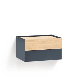 Teulat Mesita de noche suspendida 2 cajones gris antracita y roble