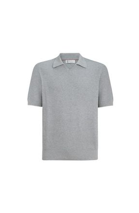 Brunello Cucinelli Cotton English rib knit polo in Grey at Nordstrom, Size 46 It