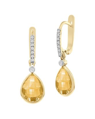 I.Reiss Company 14K 0.14 Ct. Tw. Diamond & Citrine Earrings