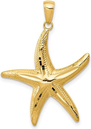 Diamond2Deal 14k Yellow Gold Diamond-cut Starfish Pendant