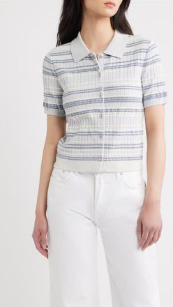 Rag & Bone Karina Stripe Short Sleeve Cardigan in Light Blue at Nordstrom, Size Xx-Small