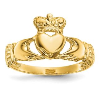 Diamond2Deal 14k Yellow Gold Polished Claddagh Ring