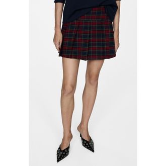 Mango Pleated Plaid Miniskirt in Red at Nordstrom Rack, Size Medium