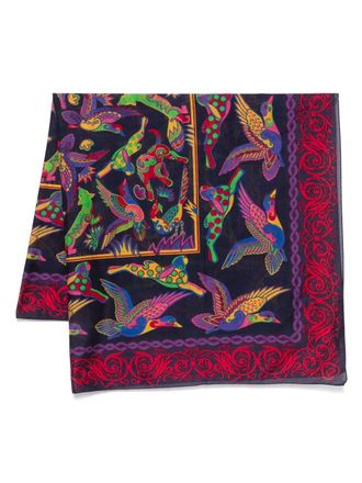 Ferragamo 1990s animals-print scarf - unisex - Cotton - One Size - Purple
