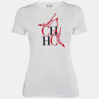 Carolina Herrera White Ch Embroidered Cotton T-Shirt