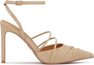Kazar Beige leren pumps versierd met bandjes - Dames - Pumps - Beige - 35 EU - Leer - Schoenen
