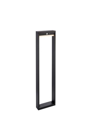 Netlighting Dannah Modern Solar Powered LED Box Shaped Tall Bollard Lamp Textured Black PIR Motion & Day Night Sensors Warm White IP44