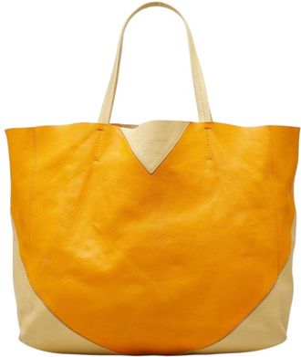 Celine Beige Yellow Leather Shoulder Bag Tote Bag (Pre-Owned)