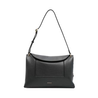 Wandler Shoulder Bags, female, Black, Size: ONE SIZE Black Leather Shoulder Bag with Flap