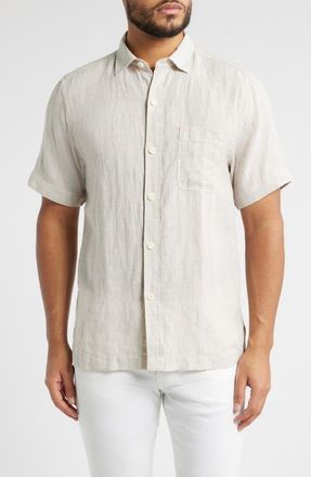 Tommy Bahama Paradise Breezer Short Sleeve Linen Button-Up Shirt in Natural at Nordstrom, Size Xxx-Large