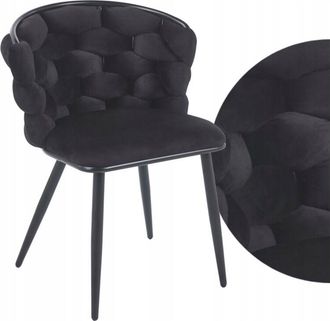 OEM Silla Entretejida De Terciopelo Negro Para Sal&oacute;n Furnitex K47-fx Modern