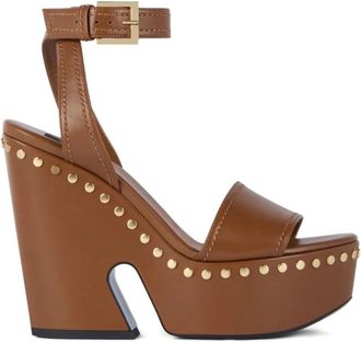 Givenchy Clog Platform Sandalen - Dames - Sandalen met hakken - Beige - 36 EU - Leer - Schoenen