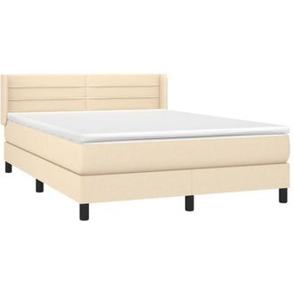 vidaXL Cama Box Spring Con Colch&oacute;n Tela Color Crema 140x200 Cm Vidaxl
