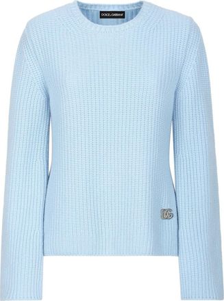 Dolce & Gabbana DNA DG-logo plaque cashmere jumper - women - Cashmere - 44 - Blue