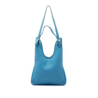 Herm&egrave;s Pre-owned Massai PM Schoudertas - Dames - Pre-owned - Blauw - Maat: ONE Size Leer