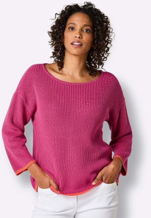 Cr&eacute;ation L 3/4 Arm-Pullover CREATION L PREMIUM Lyocell-Baumwoll-Pullover, Damen, Gr. 36, fuchsia, 70% Lyocell, 30% Baumwolle, unifarben, Pullover 3/4 Arm-Pullove