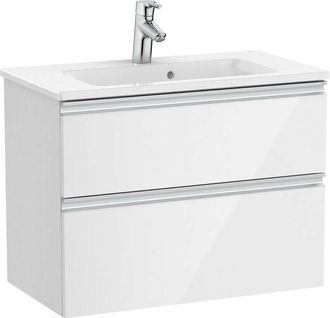 Roca Roca - Pack Unik mueble base compacto de 2 cajones + lavabo the gap Color: Blanco brillo - Medidas: 705x380x537 mm