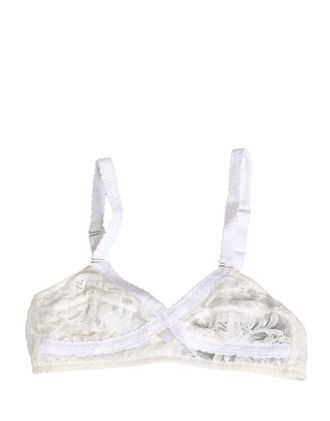 Dolce & Gabbana White Cotton Lace Wireless Soft Cup Bra Womens Underwear