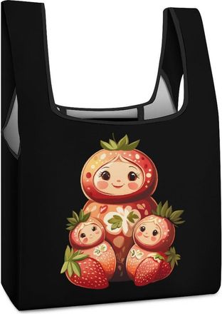 Generic Matryoshka Russian Strawberry Nesting Doll Shopping Bag Reusable Grocery Tote Bag Foldable Handbag for Travel Picnic